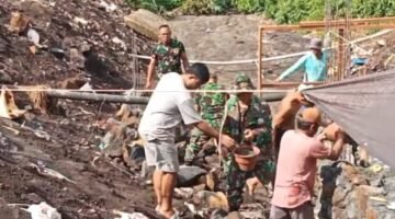 Sinergi TNI, Masyarakat, dan Pekerja, Gotong Royong Bangun Jembatan Beton Atasi Kesulitan Warga Girian Indah
